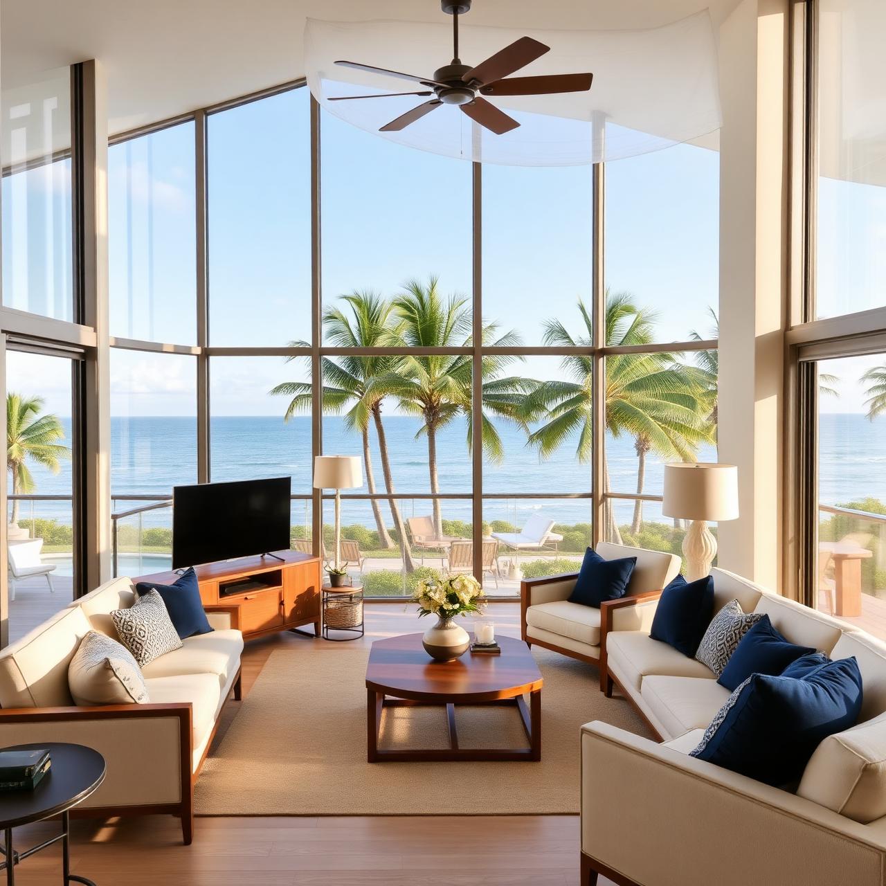 A bright modern Florida coastal living room